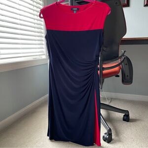 Chaps Petite Medium colorblock sleeveless with front detail above knee, contrast